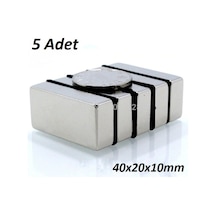5 Adet 40Mm X 20Mm X 10Mm Köşeli Süper Güçlü Neodyum Mıknatıs N11.24458