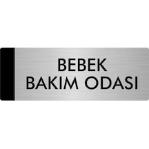 Metal Yönlendirme Levhası, Departman Kapı Isimliği Bebek Bakım Odası 5x20 Cm Gümüş Renk