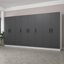 Minar Kale 8 Kapaklı 2 Çekmeceli Dolap Beyaz Antrasit 190cm