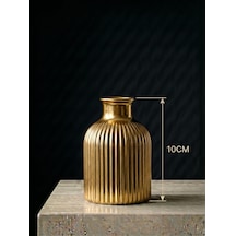 Premium - Gold Renk - 10cm - Kendinden Kokulu - Çizgili Pampas Vazosu