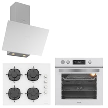 Silverline BO65P4W01 - CS5700E6W01 - 3481 Flam Cam Ankastre Set Beyaz