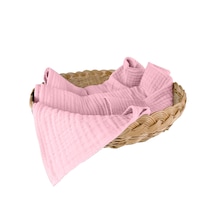 4 Katlı Müslin Bebek Battaniye Organik Kundak Örtü Pembe