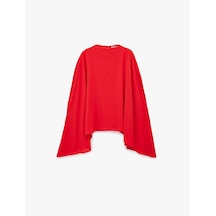 Koton Dik Yaka 3/4 Yarasa Kol Oversize Saten Abiye Bluz Kırmızı 6sak60001fw Kırmızı