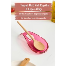 Akrilik Mürdüm Tezgah Üstü Kirli Kaşıklık & Kepçe Altlığı Pembe