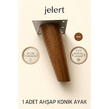 Konik Masif Gürgen Mobilya Ayağı 15 Cm, Metal Montaj Aparatlı, Robot Süpürge Uyumlu Koltuk Kanepe Tv Ünitesi Baza Yükseltme Ayağı Ceviz , Tekli Ceviz