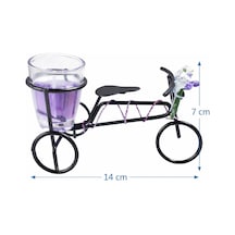 Dekoratif Bisiklet Model Jel Mum, Metal Bisiklet Tasarımlı Cam Bardakta Mor Jel Mum, Masa Üstü Dekoratif Mumluk, Ev Salon Ofis Sehpa Dekoru, Romantik Ortam Aydınlatması İçin Şık Tasarım Açık Mavi