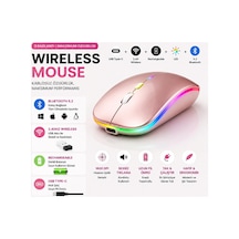 Jng-5013m Kablosuz Şarjlı Mouse Çift Modlu Bluetooth Ve 2.4 Ghz Usb Wireless Rgb Led Işıklı Telefon Tablet Bilgisayar Uyumlu 1600 Dpi Sessiz Click Mouse Diğer
