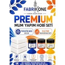 Premium Mum Yapım Hobi Seti - Parafin Wax 250 Gr - 3'lü Toz Mum Boyası Seti - Mavi, Turuncu, Sarı Bkfabpw2503mtsr Karışık