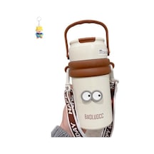 Runxi Life Hall Çay Ve Su Ayırma Termos Bardağı, Büyük Kapasiteli Kız Çay Ayırıcı Pipetli Su Bardağı, Taşınabilir Kayışlı Çiçek Çay Bardağı 1u3xm0 Beyaz