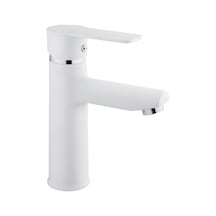 İsaoğlu Yapı Beyaz Lavabo Bataryası Beyaz Lavabo Musluğu Mat Beyaz Leylak Armatür Beyaz