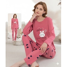 Boyraz 0353 Kadın Penye Uzun Kol Pijama Takımı Pembe