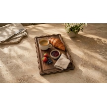 Fam Wood Art Dikdörtgen Papatya Doğal Ahşap Peynir Ve Sunum Tabağı, Kahvelik, Yağdanlık, Pasta Ve Kek Standı %100 Çam Kahverengi - Ceviz