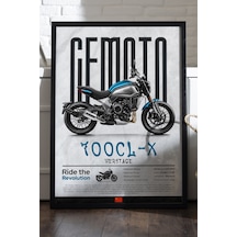 Cfmoto 700 Cl-x Heritage Siyah Ahşap Çerçeveli Poster, Dekoratif Motosiklet Duvar Tablosu