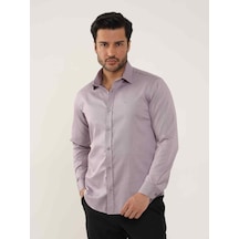 Dufy Lila Erkek Slim Fit Düz Brent Yaka Uzun Kol Gömlek - 102504-lila Lila