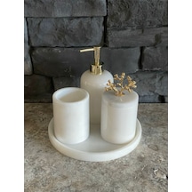 Beyaz Mermer 4'lü Banyo Seti Özel Ölçü Dar Alanlar Için Beyaz