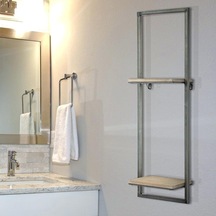 Banyo Rafı Ahşaplı 2 Katlı Banyo Raf Modeli Siyah
