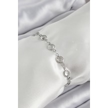 Pirinç Gümüş Renk Zirkon Taşlı Bileklik - Tj-bb7044 Çok Renkli