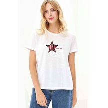 Pearl Jam Logo Baskılı Beyaz Kadın Tshirt
