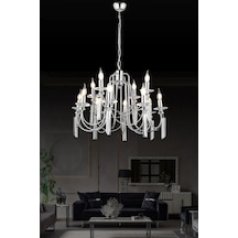 Kontes 12'li Salon Yemek Oturma Odası Avize 1013-u97-8s-ıw Krom