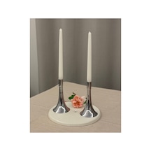 Gümüş Rengi 2'li İconic Şamdan & Mumluk Seti Hafif Duruş Güçlü Tasarım Gümüş - 807843423 Gümüş