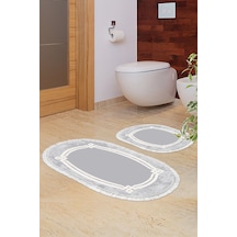 Eko Trend Djt 2 Li Yıkanabilir Kaymaz Taban Oval Banyo Paspas Klozet Takımı 657m Modern Camel 60 X 100 - 50 X 60 gri