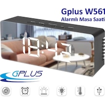 Gplus W561 Çift Alarmlı LCD Dijital Göstergeli Termometreli Aynalı Masa Saati
