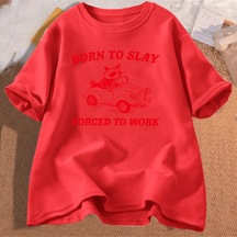 Flood Of Style Doğan Öldürmek Zorunda T Shirt Çalışmak Boy Retro Karikatür Grafik T Shirt Meme Çöp Panda T-s Kırmızı