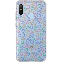 Xiaomi Mi A2 Lite Uyumlu Kapak Hello Kitty Tasarımlı Şeffaf Silikon Kılıf Şeffaf