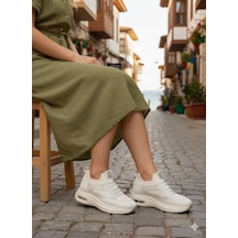 Guja 26y302-1 Rahat Air Taban Taşlı Tekstil Bağcıksız Spor Sneaker Kadın Ayakkabı Bej