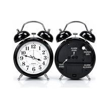 Çalar Saat 21 Cm Kurmalı Alarm Lı Çalar Saat Büyük Boy Retro Vintage Çift Çanlı Komodin Saati Kırmızı Siyah
