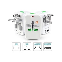 Hepsi Bir Arada Dünya Geneli Üniversal Seyahat Adaptörü - 150+ Ülke Uyumlu Uk/eu/us/aus , Kompakt Boyut 7x5x4 Cm , Beyaz Çok Renkli