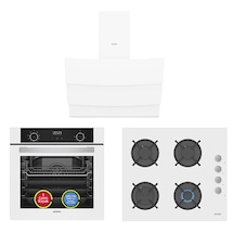 Simfer 0+9 Fonksiyon Airfry Beyaz 3'lü Ankastre Set (8216 Fırın + 3507 Ocak + 8707 Davlumbaz)