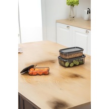 Oval 3 Parça Hava Almaz Sızdırmaz Saklama Kabı Seti Füme 300/500/800 Ml Füme