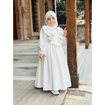 Ayperi Kız Çocuk Tesettür Elbisesi Merasim Elbisesi,başörtülü Takım 3-12 Yaş Uygun Beyaz Ayperi Kız Çocuk Tesettür Elbisesi Merasim Elbisesi,başörtülü Takım 3-12 Yaş Uygun Beyaz