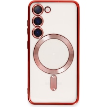 Newface - 236 - Samsung Galaxy Uyumlu S23 Kılıf Kross Magneticsafe Kapak - Csmo-tex - - Kırmızı