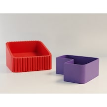3d Baskı Fıstık Kasesi - Çift Hazneli Kabuk Ayırıcı Sunum Kasesi - Kırmızı Mor