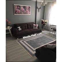 Paşa Kaymaz Taban Halı Kilim Yolluk Yıkanabilir Gri Beyaz