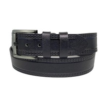 Süzer Deri 4.5 Cm Spor %100 Hakiki Manda Derisi Lüks Kemer Siyah Dikiş Desenli Siyah