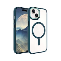 Zore İphone 15 Uyumlu Wireless Şarj Özellikli Ogaa Krom Magsafe Silikon Kılıf-koyu Yeşil
