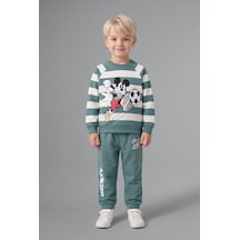 Defacto Disney Mickey Baskılı Uzun Kollu Üst Lastikli Paça Alt 2li Eşofman Takımı Erkek Bebek I3538a526wngn501 Yeşil-gn501