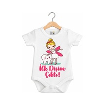 Babylimon Ilk Dişim Çıktı Baskılı Bebek Body Zıbın Beyaz - 936542311 Beyaz