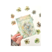 Vintage Romantic Floral Altın Yaldızlı Yeşil Çiçekler 20 Adet Sticker Seti/etiket/çıkartma Genel