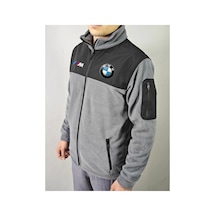 Dafri Bmw Logo Baskılı Fermuarlı Polar Ceket Gri
