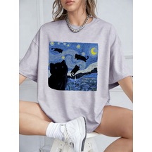 Noıssey Urban Pop Graphic Kadın Tişört Koleksiyonukod 5137 Gri