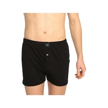 Erkek Penye Düğmeli Siyah Boxer 1'li Paket Siyah