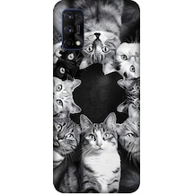 Realme 7 Pro Uyumlu Kedi Ve Uzay Desenli Silikon Kılıf