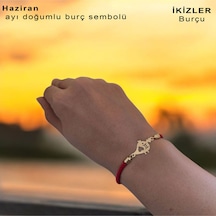 Archin Haziran Ayı Doğumlarına 14 Ayar Altın Plakalı Minik Kuş Motifli Kırmızı Örgülü Hediye Bileklik-363ay Haziran