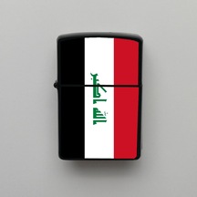 Irak Iraq Klasik Ülke Bayraklı - Benzinli Siyah Çakmak - Hediyelik Siyah