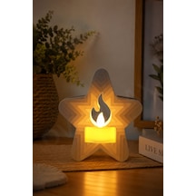 Dekoratif Yıldız Led Mumluk Pilli Gece Lambası Sıcak Beyaz Işık 12x10 Cm Led'li Yıldız - 895345099