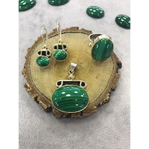 Malahit Malakit Taşlı Gümüş Set 925 Ayar Taş